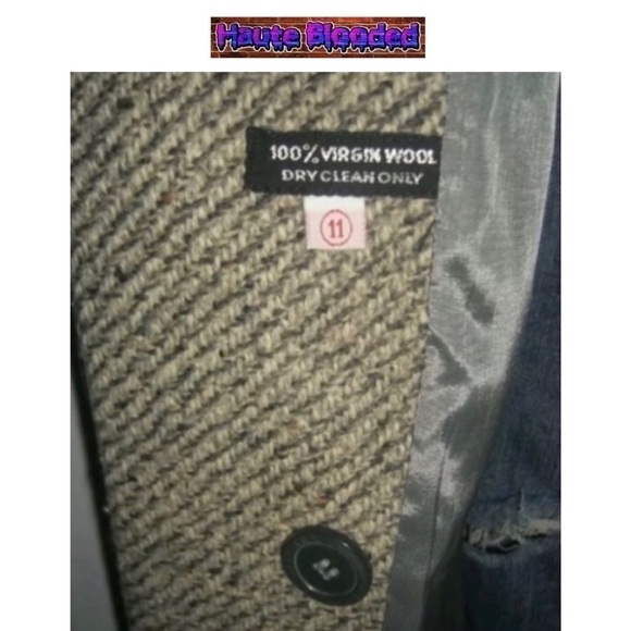 Vintage 80's Saxton Hall Floor Length Virgin Wool Herringbone Dark Academia Coat - Picture 12 of 16